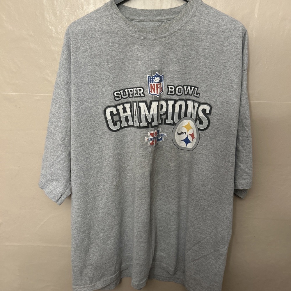 Vintage 4XL Gray Pittsburgh Steelers‎ Super Bowl Champs 40th Anniversary
